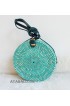 coloring rattan circle sling leather bags turquoise color